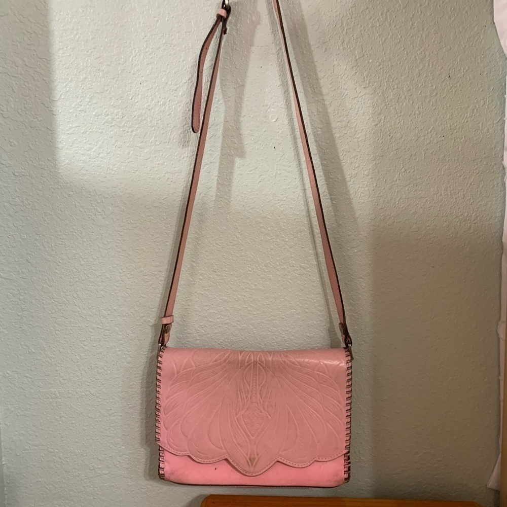 Patricia Nash Rose tooled 100% leather bag